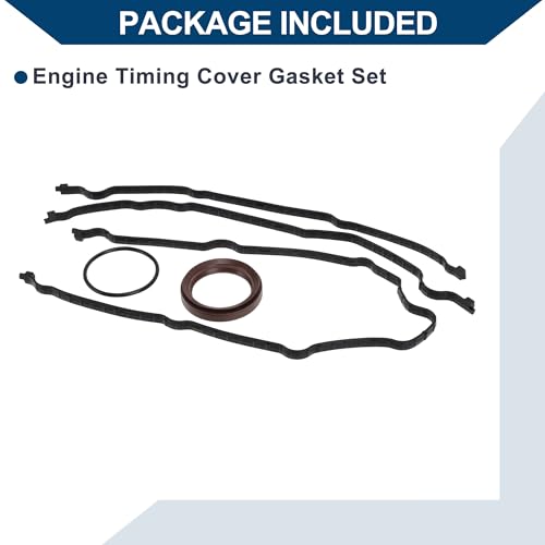 Image of Engine Timing Cover Gasket Set TCS46159 for Ford for Mustang 2011-2019 Chain Case Cover Gasket Long-lasting Sealing Rubber,Metal 1 Set Black