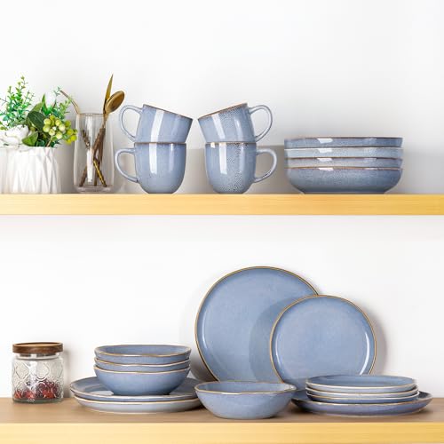 Image of AmorArc Ceramic Dinnerware Sets for 8, 24Pcs Plates and Bowls Sets Dishes | Stoneware Handmade Reactive Glaze Dinner Set, Highly Scratch Resistant | Dishwasher & Microwave Safe Dishware