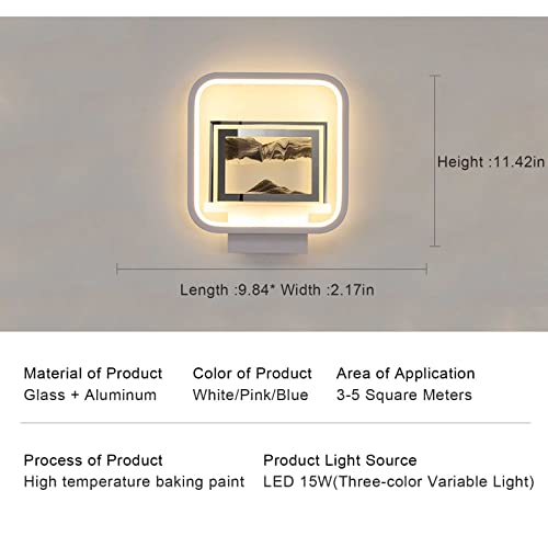 Zfhtao Moving Sand Art Picture Wall Lamp, 360° Rotating Hourglass Lights, 3D Dynamic Moving Wall Art Deep Sea Sandscape Square Glass Crafts Room Decoration #TOP3