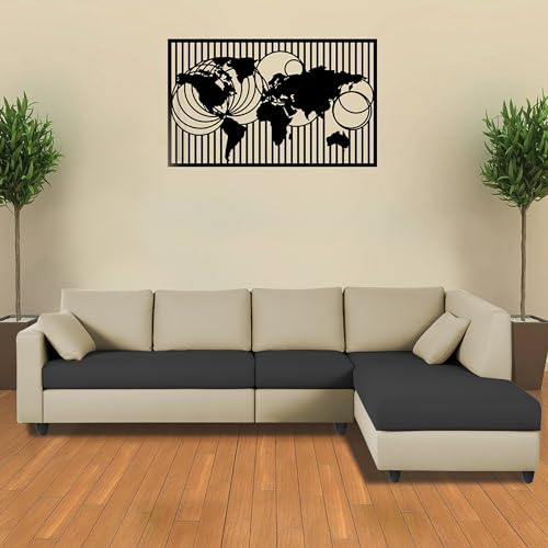 Image of Florian RHS 6 Seater L Shape Sofa Set for Living Room (Cream Black Fabric) Premium Fabric Sofa