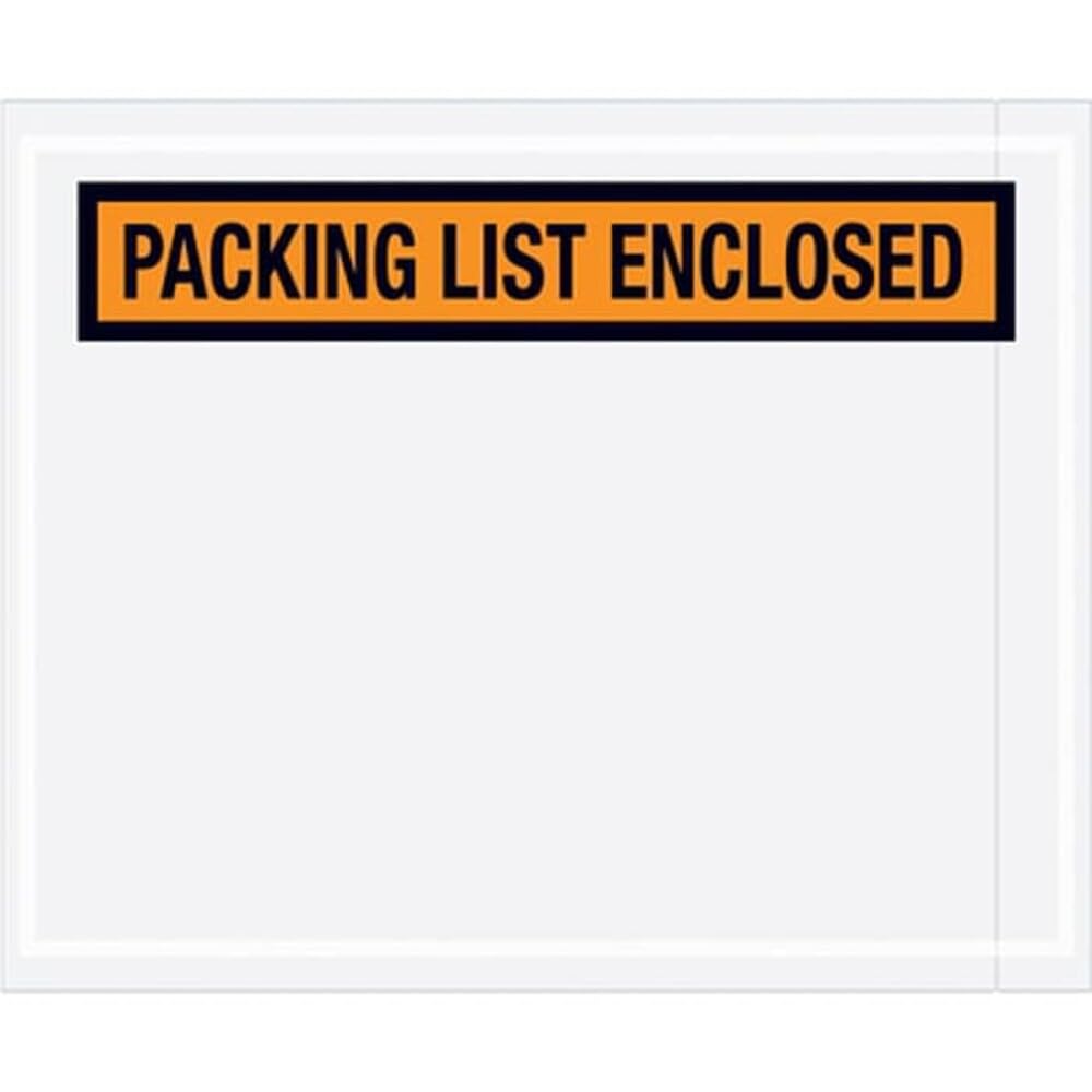 Aviditi PL12 Pre-Printed Envelope, Packing List Enclosed, 5-1/2 Length x 4-1/2 Width x 2 mil Thick, Orange (Case of 1000) by Aviditi