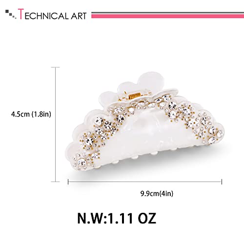 Lilie&White Ivory Acrylic Butterfly Hair Clips Claws For Women With Shinny Rhinestones Fashion Claws Hair Clips Women Clips Hair Claws Nonslip Medium Size Jaw Clips Women Hair Accessory #TOP5