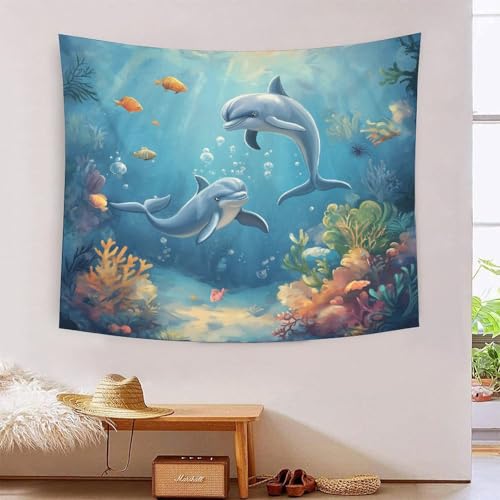 Tapisserie murale dauphin 3D pour créer un havre de paix dans une chambre