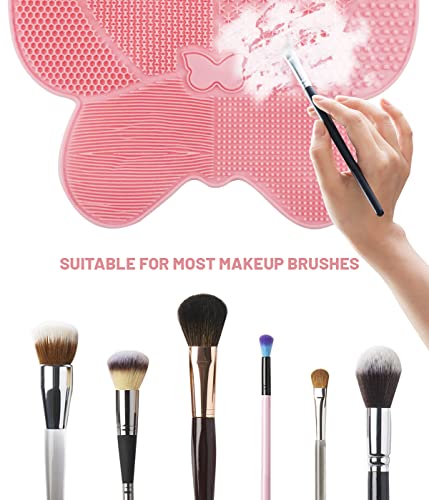 Makeup Brush Cleaner Mat Silicone Makeup Brush Cleaning Scrubber, Wsimily Big Size Portable Makeup Brush Cleaner Pad Washing Tools Cosmetic Brush Cleaner For Makeup Brush Cleaning Pink #TOP6