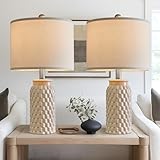 USumkky 20.5' Modern Ceramic Bedside Lamp Set of 2 for Bedroom Decor Farmhouse Table Lamp for Living Room Office Dorm