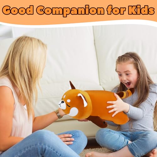 Image of Auspicious beginning 19'' Large Red Panda Plush Stuffed Animal- Cute Red Panda Plush Pillow Plushies, Big Plushie Toy, Cute Hugging Boby Pillow Stuffed Animal, Birthday Gifts for Kids Girls Boys