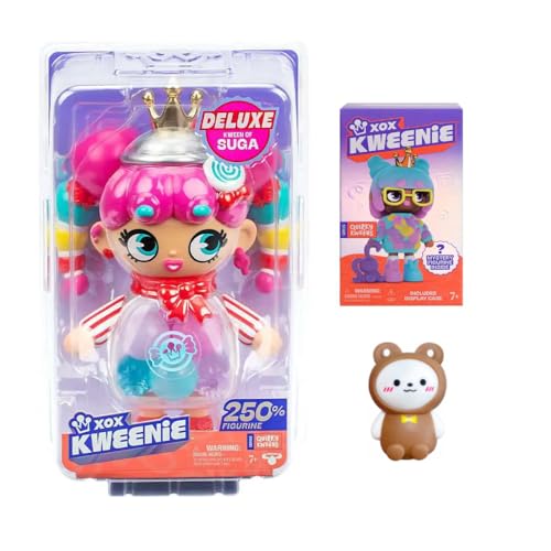INCREDITOYZ XOX Kweenie Deluxe Kween of Suga 11 Figure Bundle: 250% Large Size Doll with 4 Quirky Kween Mini Stackable Display Case & ASMR Sounds Ages 7+