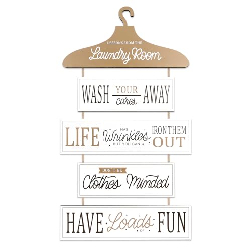 Realand Laundry Room Decor, Rustic Farmhouse Wooden Laundry Room Sign Lessons from the Vintage Plaque Wall Art Accessories for Home Bathroom