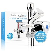 Bächlein Universal Messing, Kombi-Eckventil selbstdichtend, Kombinations-Eckventil für Kalt- und Warmwasserleitungen mit vielfältigen Anschlussmöglichkeiten, Eckventil