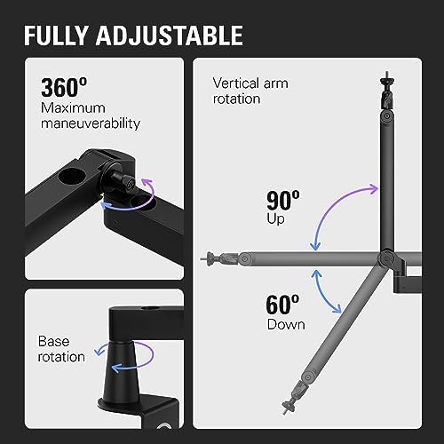 Bild 2 - Elgato Wave Mic Arm LP - Premium Low Profile Mikrofonarm mit Kabelkanälen für einen sauberen Arbeitsplatz, Tischklemme, vielseitig, voll einstellbar, ideal für Podcast, Streaming, Gaming, Home Office