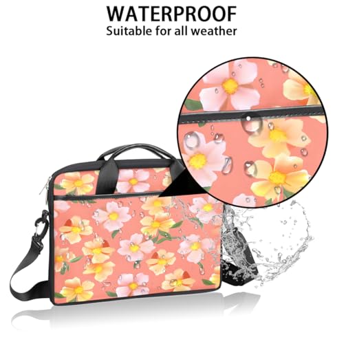 Bolso para portátil con flores amarillas de acuarela de 15 pulgadas miniatura 3