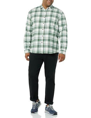 Image of Amazon Essentials Men's Regular Fit Long-Sleeve Flannel Shirt, Soft Brushed Cotton, Lightweight yet Warm