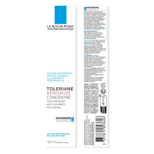 La Roche-Posay, Toleriane Kerium DS Concentré, Soin Apaisant Visage, Anti-Squames, Aqua Posae Filiformis, Zinc & Piroctone Olamine, Peaux Sensibles à Tendance à la Dermatite Séborrhéique, 40 ml
