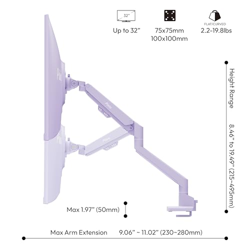 Image of Pixio PX279 Wave Purple 27 inch 240Hz Refresh Rate FHD 1080p Resolution Fast IPS Panel 1ms GTG Resonse Time Gaming Monitor and PS1S Wave Purple Single Monitor Arm