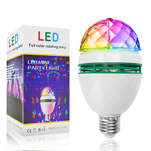 Sunetary E26 E27 Led Rotating Disco Ball Light Bulb, 3W Rgb Lightbulbs Strobe Light Bulb Multi Color Changing Spinning Lights For Dj Parties, Birthday, Club, Bar, Disco, Halloween, Christmas #TOP13