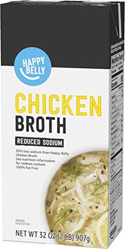 Amazon Brand - Happy Belly Reduced Sodium Chicken Broth, 32 Ounce #TOP6