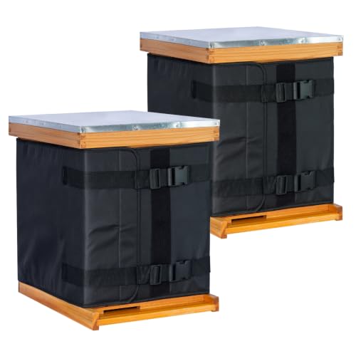 POLLIBEE Winter Bee Hive Wrap, Insulated Windproof 600D Oxford Adjustable Beehive Cover for 8 & 10 Frame Hives, Fits 2 Deep Boxes,Winter Beekeeping Supplies,76.8" x 18.1"(2 Pack)