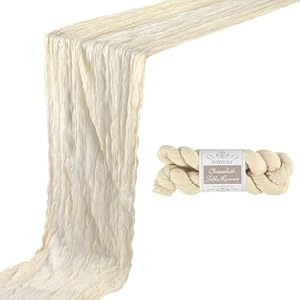 1 Pack 10ft Beige Cheesecloth Table Runner 35×120 Inch Boho Gauze Table Runner for Birthday Party Wedding Decoration Baby Shower Christmas Decor Special Events