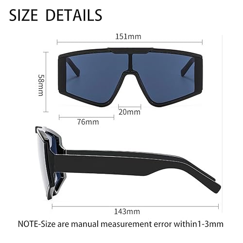 Fashion Shades Flat Top UV400 One Piece Lens Oversize Sunglasses2