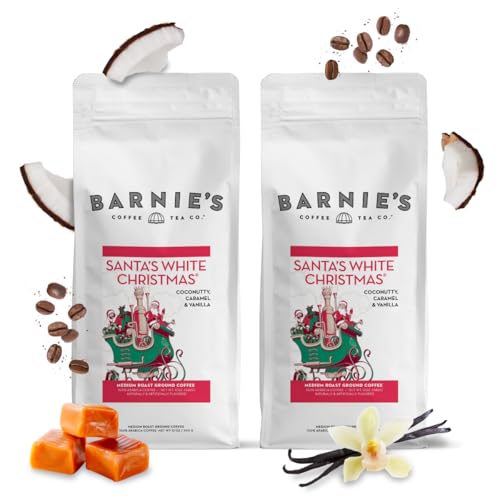 BARNIE'S COFFEE TEA CO. Santa's White Christmas Whole Bean Coffee with Smooth Coconut,...