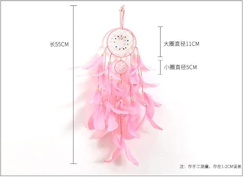 Miniatura 2 de Atrapasueños rosados para decoración de pared, cuentas de plumas, decoración del hogar, atrapasueños para colgar en la pared para niñas, dormitorio,