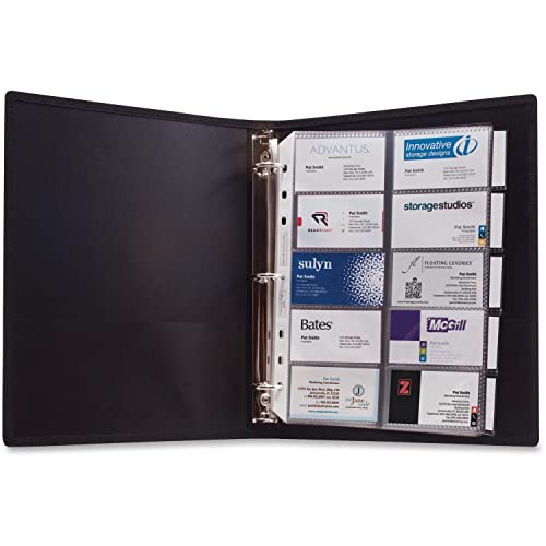 Anglers 303 3-Ring Business Card Binder 100 Card Cap 8-1/2-Inch x11-Inch Black
