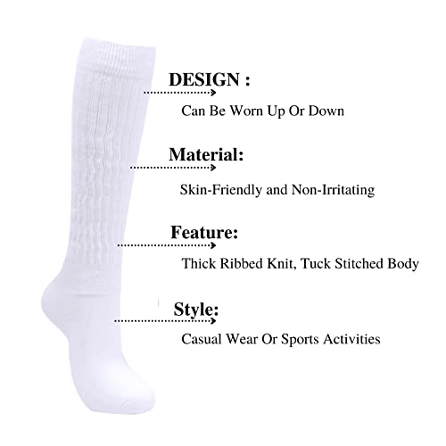 Intgoodluckycc White Slouch Socks For Women, Chunky Stacked Scrunch Socks (1 Pair - White) #TOP3