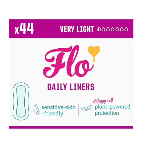 Flo Bamboo Long Daily Panty Liners – Ultra Thin, Soft, Breathable – Unwrapped – 44 Daily Liners