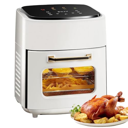 SUPER FOREST Digital Air Fryer 15L Visual Electric Oven with LED Screen 60°C-200°C Temperature Range Oil Free Cooking 360° heating circulation 1400W Toaster Oven for Kitchen Home Snack Bar white