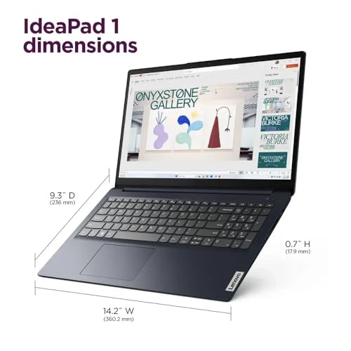 Image of Lenovo IdeaPad 1 15.6 inch FHD Laptop, with Free Lifetime Microsoft Office 2024, AMD Ryzen 3 7320U, 4GB RAM, 256GB SSD, Windows 11 Pro, Abyss Blue, Wi-Fi 6, with Docking Station