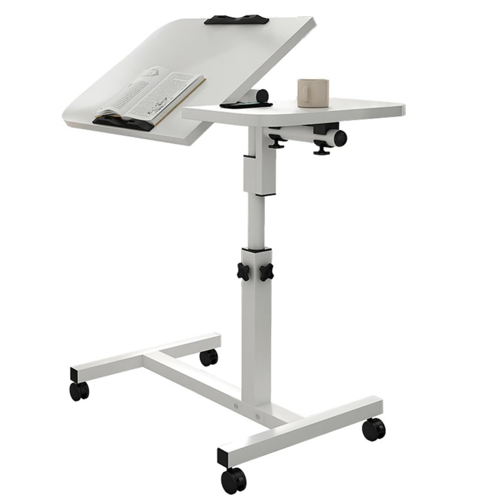 Mesa de cama con ruedas de altura ajustable, mesa móvil para discapacitados para comer, mesa de hospital sobre la cama, sofá sobre la cama, mesa auxiliar con bandeja, carrito de escritorio