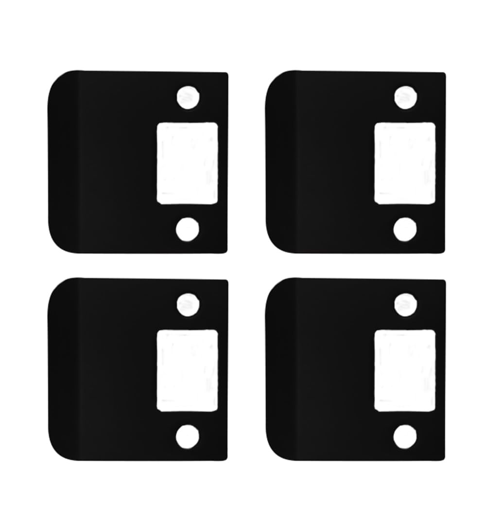 QCAA Solid Brass Extended Lip Strike, 2-1/2''X2-1/4", Matte Black, 4 Pack, Made in Taiwan