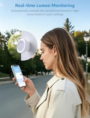 SMARTERCURRY Tuya Zigbee Lichtsensor, Smart Luminanzsensor mit Echtzeit Lumenwertprüfung, Wasserdichter Dämmerungssensor für draußen mit Smart Life/Tuya App, Tuya Zigbee Gateway erforderlich