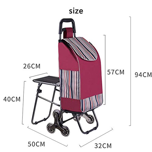 QJJML Klappbarer Einkaufswagen Mit Großer Kapazität Und Sitz,Arbeitssparender Einkaufswagen Zum Treppensteigen,Robuste… – Bild 4