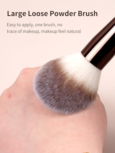 MAANGE 4 PCS Foundation Makeup Brush Set Double-ended Kabuki Contour Brush for Liquid Powder Concealer Cream Cosmetics Blending Blush Face Makeup Tools Kit (Coffee)