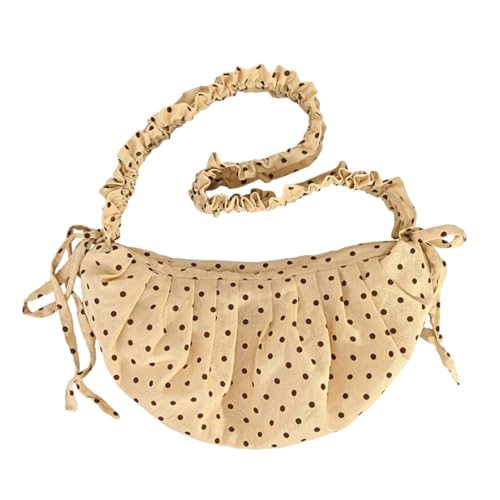 Crescent Crossbody Bags for Women Slouchy Shoulder Bag Drawstring Hobo Dumpling Bag Polka Dot Purse Work Commuter Travel