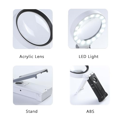 Loupe 5X 25X avec support et 33 LED pour lecture des petits imprimés - 4