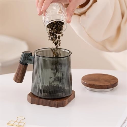 Taza de té vidrio gris con asa que no quema e infusor integrado limpio 5