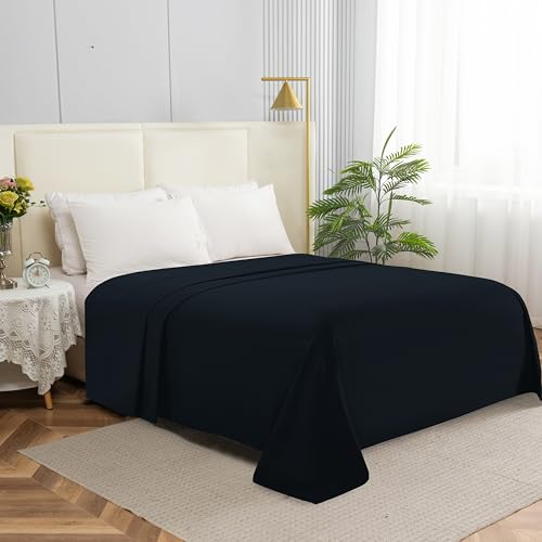 Elegant Comfort Drap Plat 1500 Fils Queen, Noir