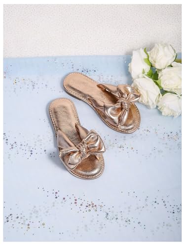 Image of GORGLITTER Girl's Slip on Sandals Bow Sandals Round Open Toe Beach Sandals