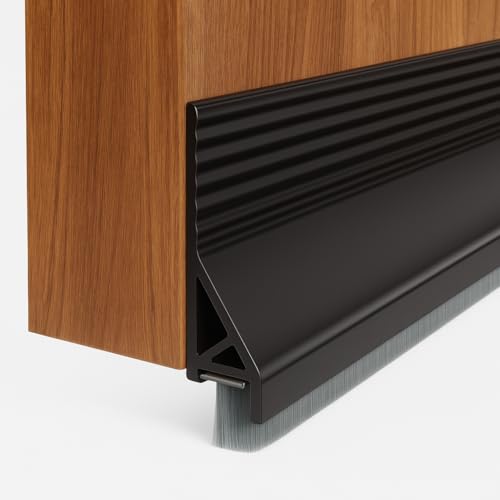 Image of URBANMONK 2-Pack Door Bottom Sealing Strip with Brush | Self Adhesive Door Gap Filler Rubber with | Bottom Sealing Strip Guard | Protector from Cockroach, Insect, Bugs, Air & Dust | Black