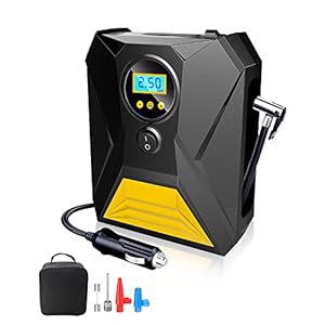 E-SMARTER Car Tyre Inflator Air Compressor, Protable Car Tyre Pump 12V/ 120W/ 150 PSI/ 10.5 Bar, Digital Tyre Inflator…