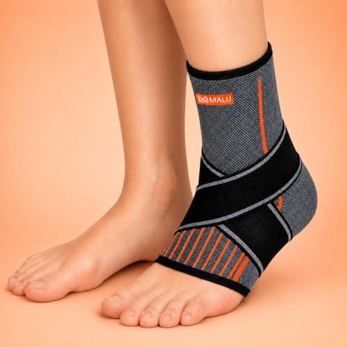 Image of Ankle Support Brace - Adjustable Compression Ankle Binder for Sprain, Swelling & Ligament Pain Relief | Breathable Ankle Wrap for Injury Recovery, Sports & Daily Use - Men & Women-Grey (S)