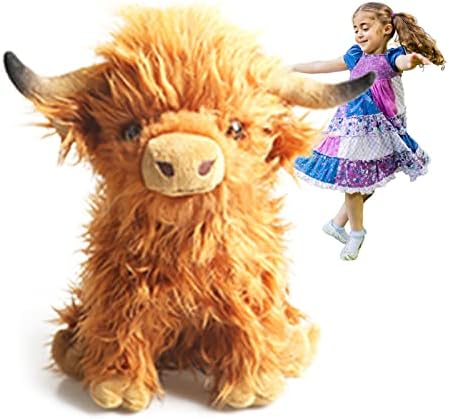X-Star Highland Cow Plush Toy, 11-Inch Soft, Cute Stuffed Animal for Kids, Boys, Girls, Gifts & Decoration (Brown)