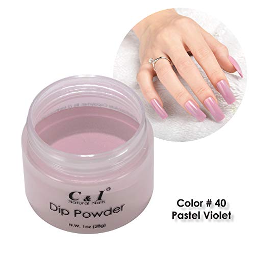 C & I Dip Powder Tauchen Pulver, Farbe # 40 Pastellviolett, Gelnägel Effekt, Pulver für Nagellack, Lila Farbsystem, 1 oz… – Bild 3