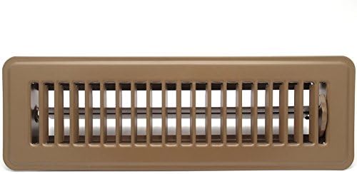 10" X 4" Floor Register with Louvered Design - Heavy Duty Rigid Floor Air Supply with Damper & Lever - Brown
