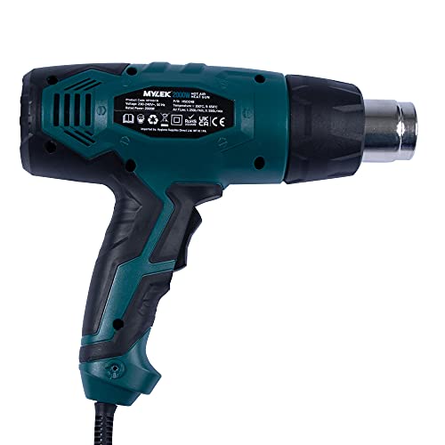 MYLEK Hot Air Heat Gun 2000W - Professional DIY Crafting, Paint Stripper, Shrinking PVC, Wrapping, Embossing, Thawing, Bending Plastic, 2 Temperatures Max 650°C, Accessory Kit & Safety Equipment 3 MYLEK Hot Air Heat Gun 2000W - Professional DIY Crafting, Paint Stripper, Shrinking PVC, Wrapping, Embossing, Thawing, Bending Plastic, 2 Temperatures Max 650°C, Accessory Kit & Safety Equipment - Image 3