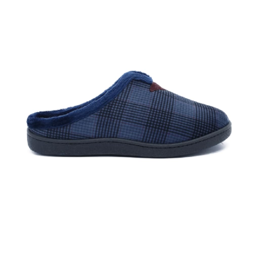 PLUMAFLEX - Zapatilla Hombre Cuadros Azul y Negro. - R12268 para: Hombre