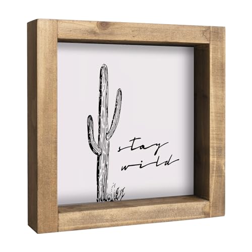 flangairy Western Wall Decor, Cactus Wall Art, Wood Southwest Desert Sign, Southwestern Living Room Aztec Home Farmhouse Table Desk Shelf Boho Decorations