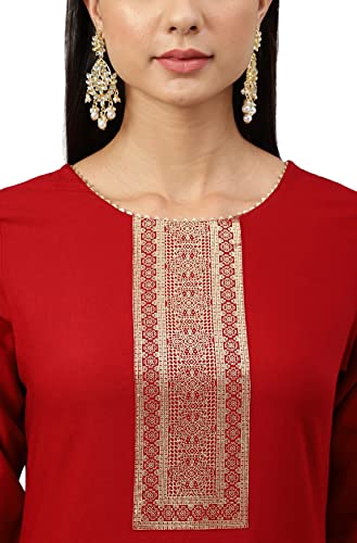 Image of Janasya Women's Maroon Rayon Solid Straight Kurta